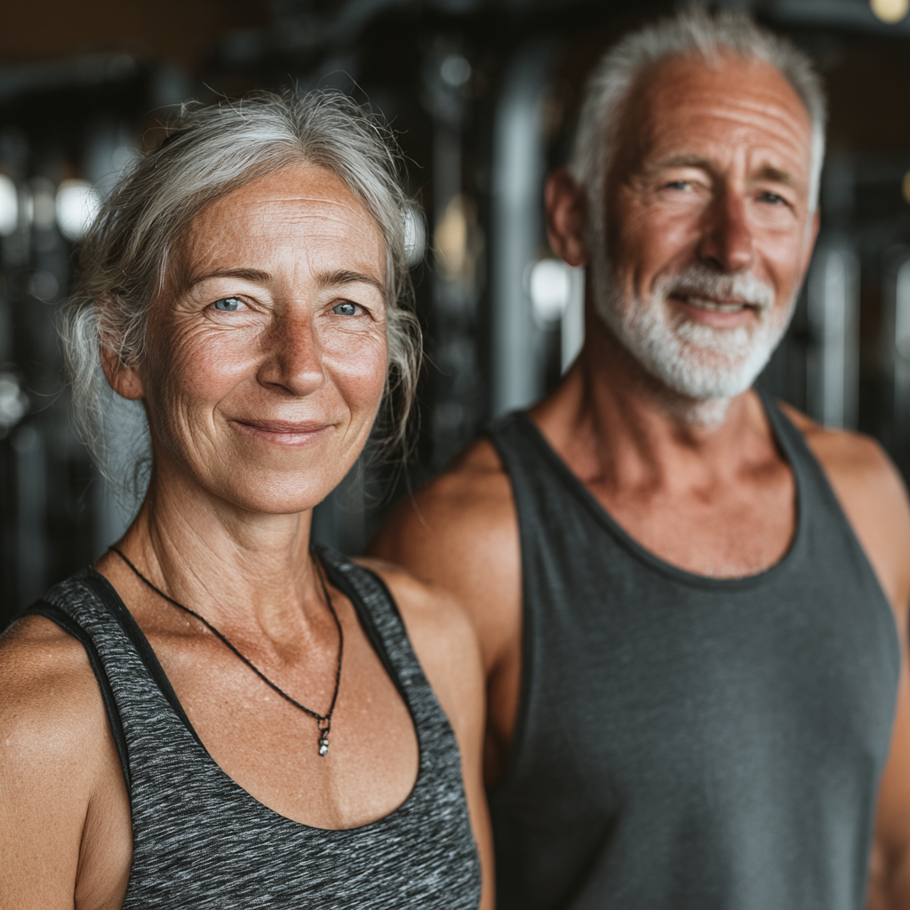 Активні літні люди займаються йогою та фітнесом